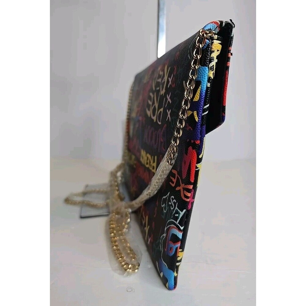 NEW GRAFFITI GLAM CLUTCH 11.25" W x 7.5" H with 23" Gold Tone Shoulder Strap - Picture 9 of 9